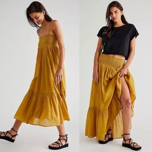 NWT Free People Follow Rivers Convertible Midi Dress /Maxi Skirt - Picture 1 of 7